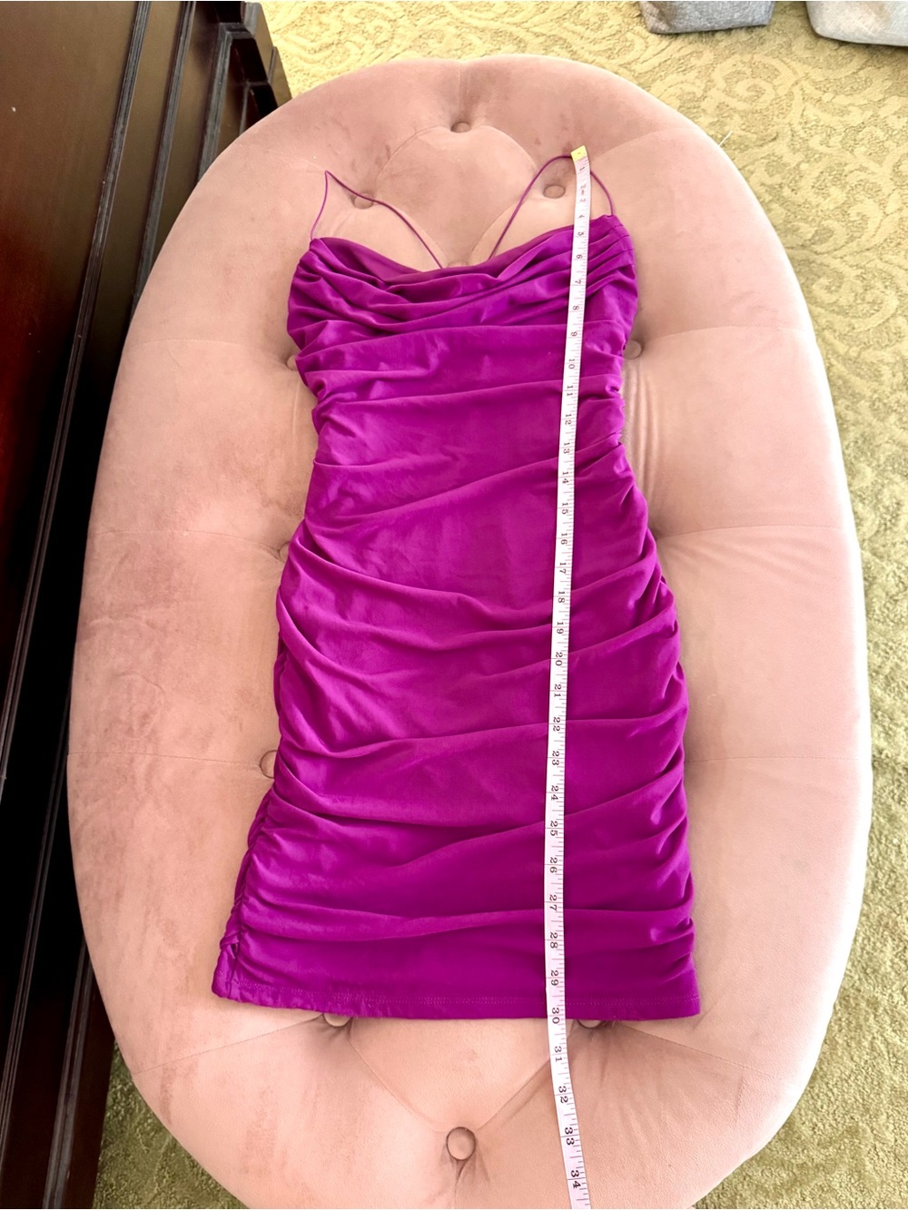 Oh Polly Sz 4 Plum Ruched Body Con Mini Dress
